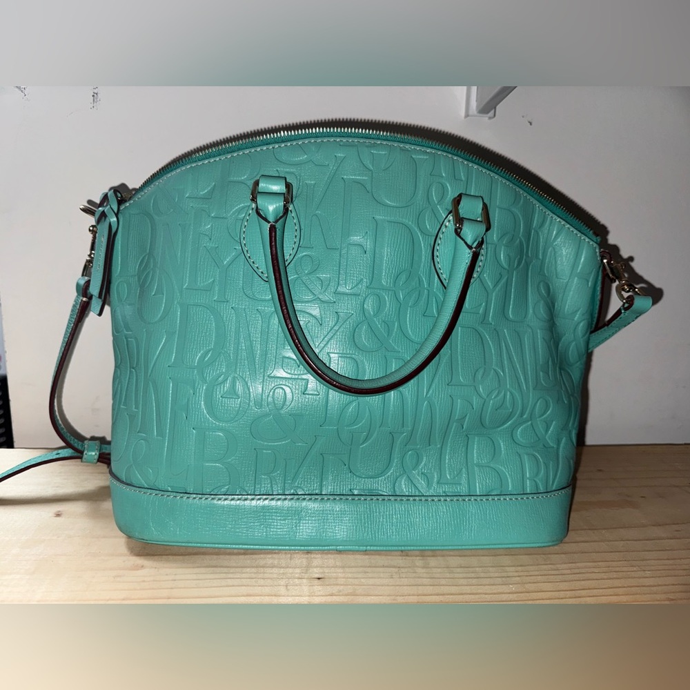 Dooney & Burke Embossed Leather Satchel teal - Picture 2 of 4